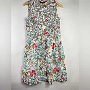Brooks Brothers Cotton Front Button Down Floral Sleeveless Dress Size 10